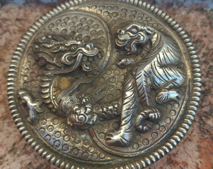 Exotic Tibetan Dragon and Tiger Belt Buckle