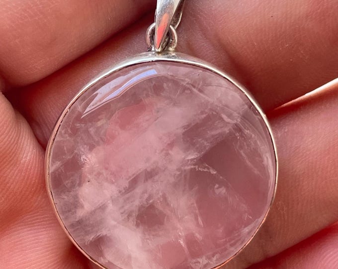 P3/21 - Rose Quartz Pendant with sterling silver,for men or women (T12-021)
