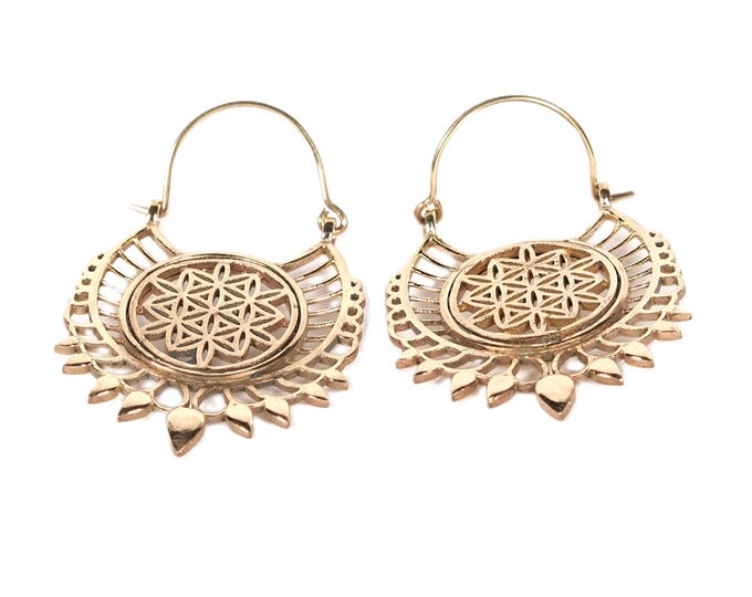 Flower of life earrings Silver or Gold/A Bohemian Statement Earrings/Timeless Elegance Earrings/Southwest Inspired/Fringe Earrings ER-139