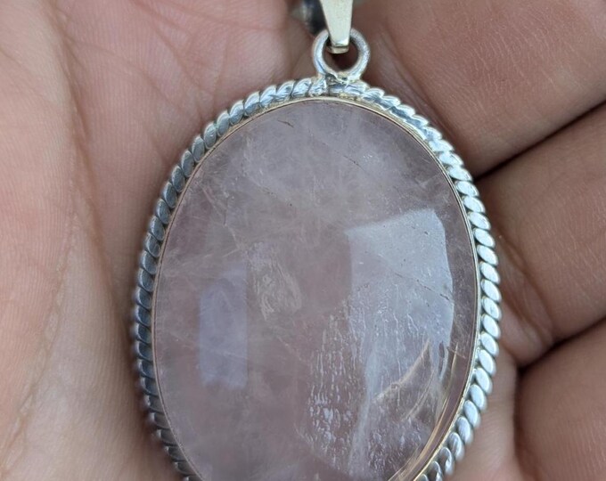 P3/18 - Rose Quartz Pendant with sterling silver, for men or women (T12-018)