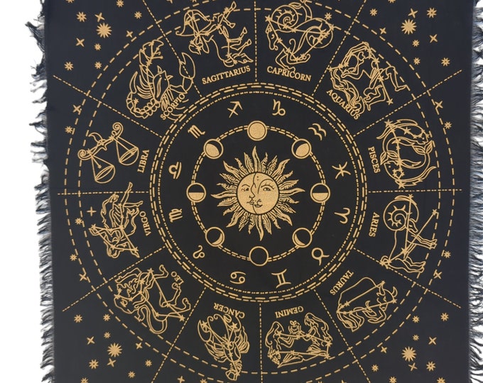 Selenite crystal printed tarot tablecloth, Divination cloth, Altar cloth, Tarot cloth spread, Tarot reading cloth, Golden tarot cloth