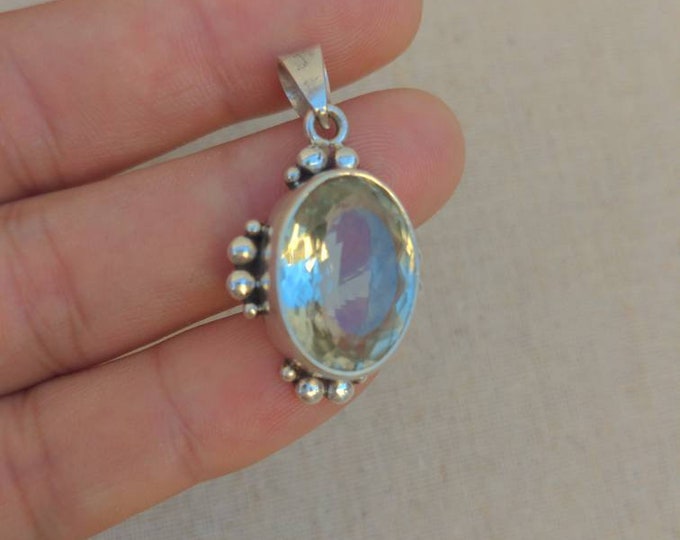 Citrine gemstone Gemstone Silver Handmade Pendant: 925 Sterling Silver Pendant-Oval citrine  Pendant-Gift for her-Anniversary (T1101-003)