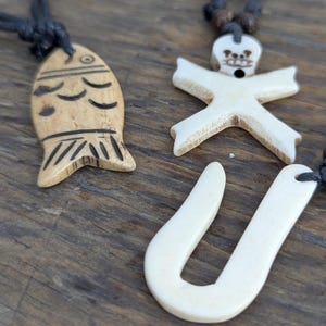 Vintage Yak bone hand-carved mystical motifs pendants (p6-044)