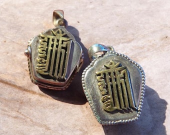 Silver Buddhist Ghau Pendant: Tibetan Mantra Amulet