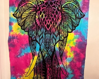 twin or queen size Tapestry Elephant wallhanging, tapestry wall decor, Indian art wall hanging, Hippie Mandala wall hanging,