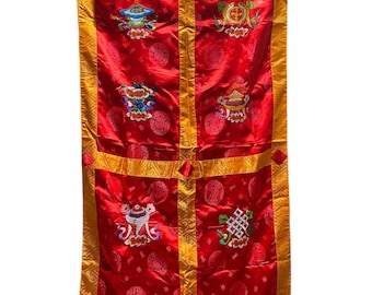 Tibetan Door flag/ Auspicious Symbols door curtain/ Tibetan split curtain/ Tibetan silk curtain/ Tibetan door/ Tibetan eternal knot cover