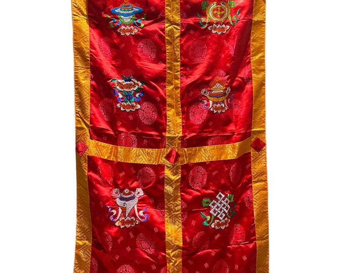 Tibetan Door flag/ Auspicious Symbols door curtain/ Tibetan split curtain/ Tibetan silk curtain/ Tibetan door/ Tibetan eternal knot cover