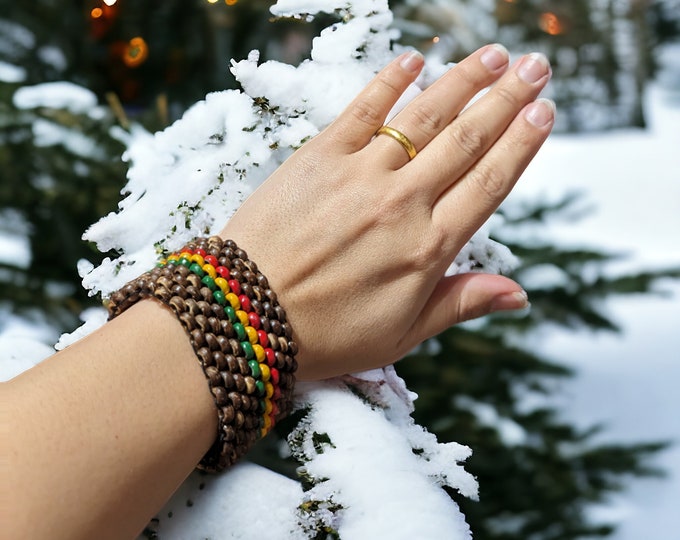 Coconut Bracelet, Wooden Bracelet, Tribal Jewelry, Native American, unisex Beaded Bracelet, Surfer Bracelet, and Bohemian Jewelry,