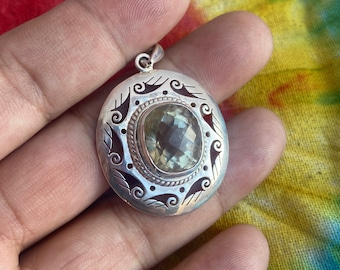 Silver Filigree Citrine Celtic Warrior Pendant: 925 Sterling Silver