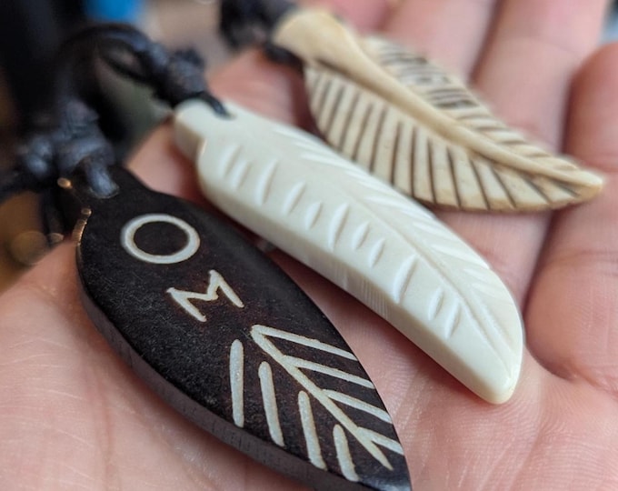 Vintage Yak bone hand-carved Leaf pendant collection (p6-049)