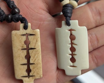 Yak bone hand-carved razor pendants (p6-042)