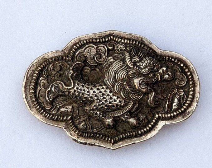 Exotic Tibetan Snow Lion Belt Buckle