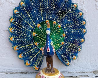 Metal lacquer painted peacock bird/peacock Bird fine art self-standing/ India's national bird (BLB1)