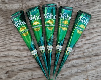25 grams Organic Fresh Henna Cones, Dark Stain Ready to Use, 100% Natural, USDA Certified