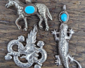 Unique Animal design sterling silver and white brass pendant collection (p7-048)