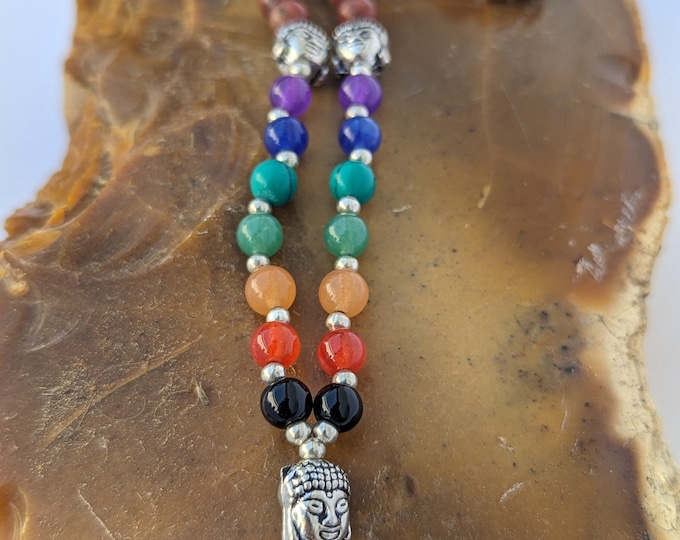 Red Jasper with 7Chakra stone/ Red Jasper mala/ Knotted Red Jasper Bead Meditation Mala, 108 Beads Red Jasper Crystal mala