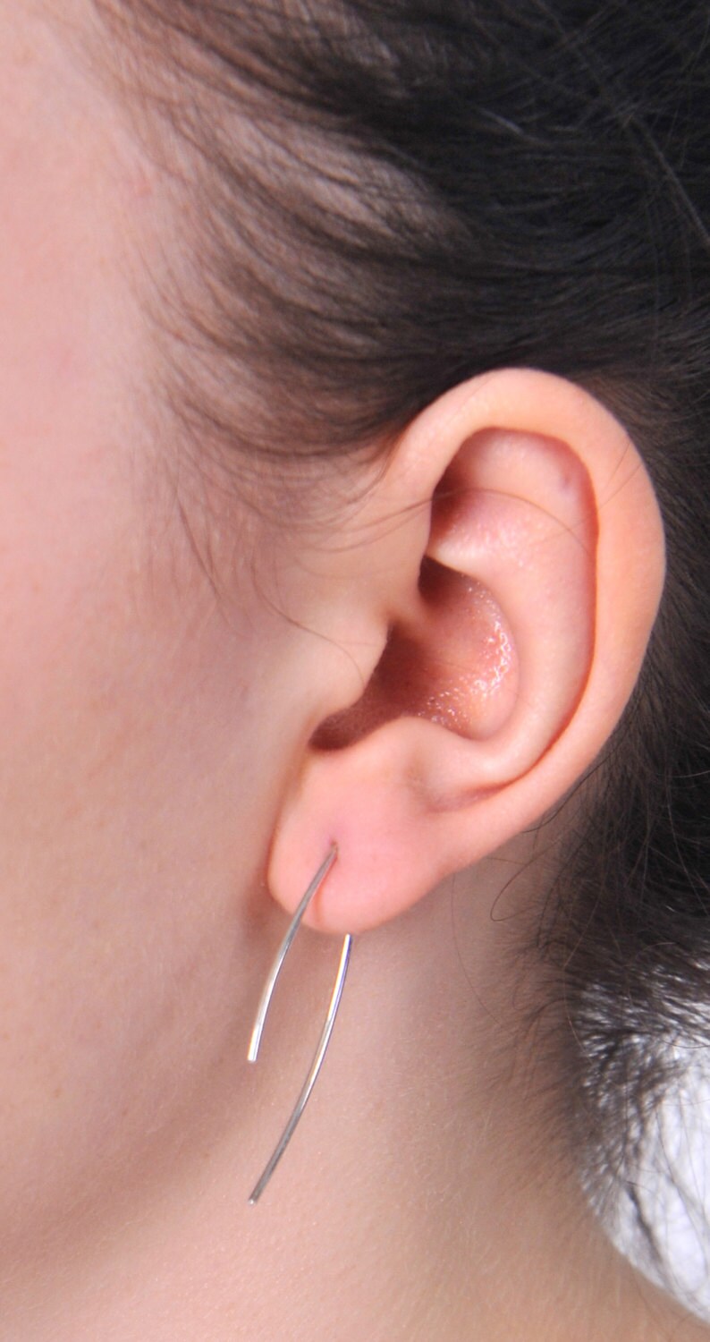 Silver threader earrings Wishbone Earrings wire earrings Etsy