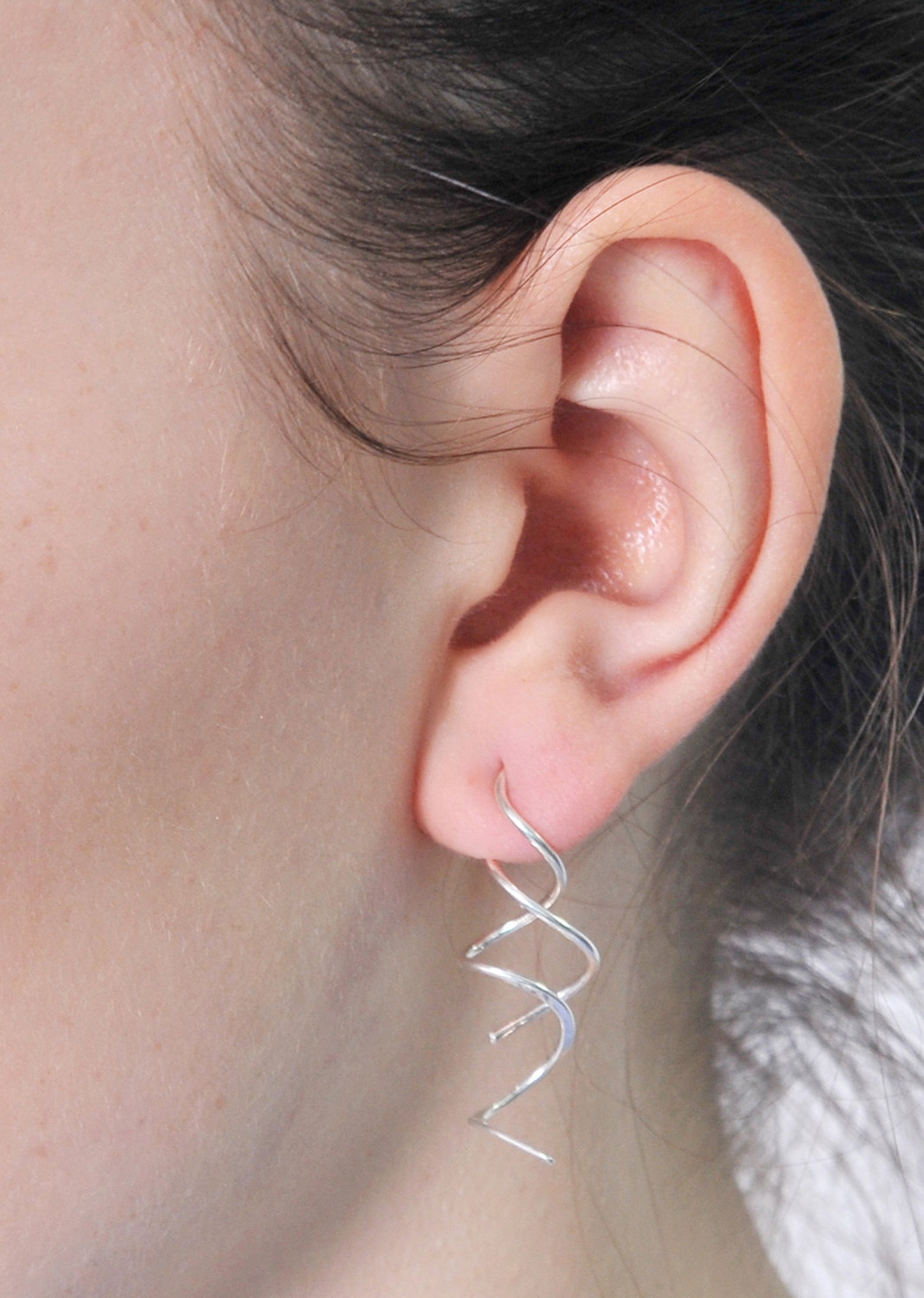 Silver spiral earrings twist corkscrew earrings wire Etsy