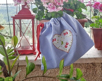 Bread bag in pure cotton, bag carries everything, cherries bag, bag with cherries. Cherries lovers