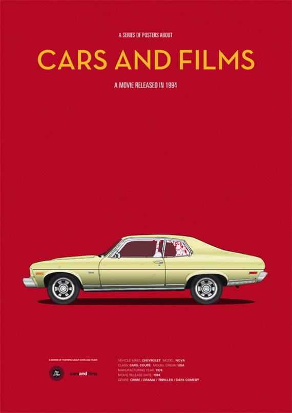 Pulp Fiction Car Movie Poster, Art Print A3 Cars and Films, Home Decor  Prints, Illustration Poster. Car Print - Etsy