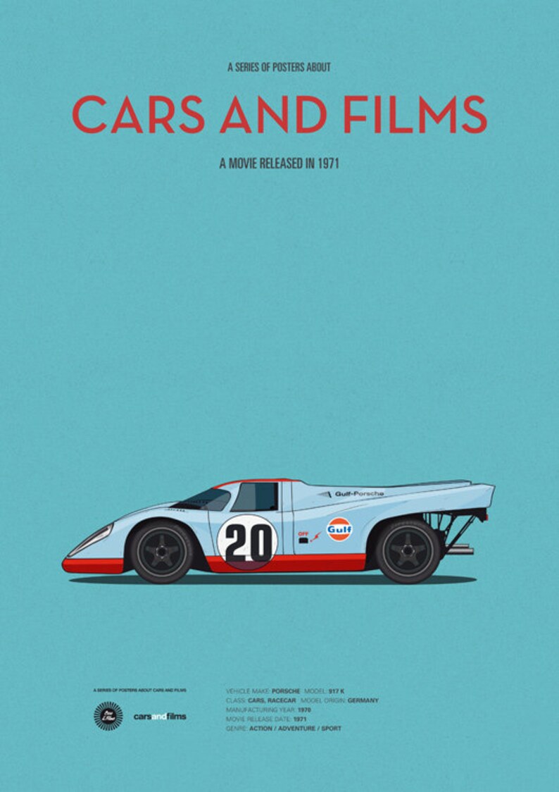 Le Mans Car Movie Poster, Art Print A3 Cars and Films, Home Decor