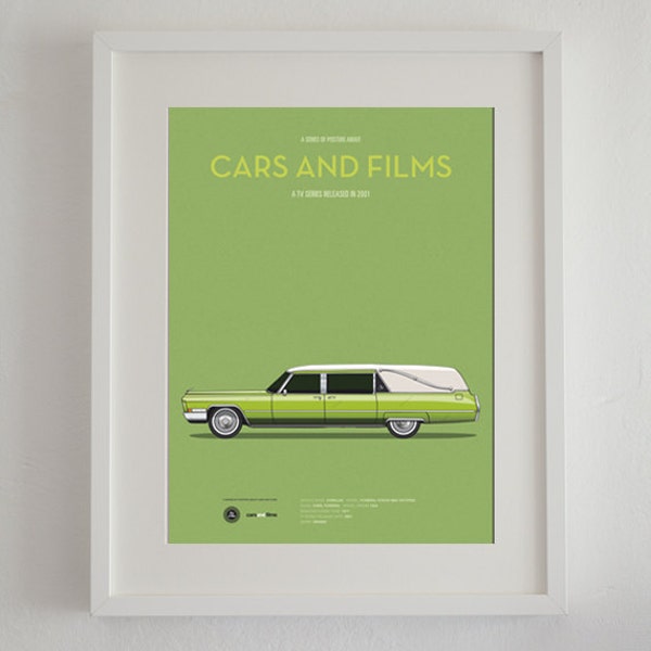 Six Feet Under car tv series poster, art print Cars And Films, Minimal movie poster, Home decor. Wall Art print. Iconic Cars poster. Classic