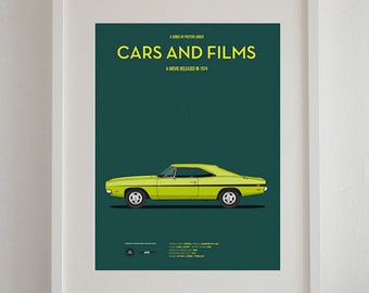 Dirty Mary Crazy Larry car movie poster, art print Cars And Films, Film Art for Car Lovers. Home decor. Wall Art print. Iconic Cars poster
