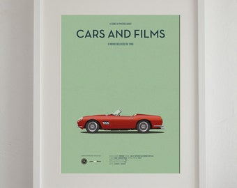 Ferris Bueller's Day Off car movie poster, art print Cars And Films, Film Art for Car Lovers. Home decor. Poster for car enthusiasts