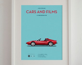 Cartel del coche de la serie de televisión Magnum Pi, Cars And Films.Poster película. Arte para fans de los coches. Decoración para el hogar