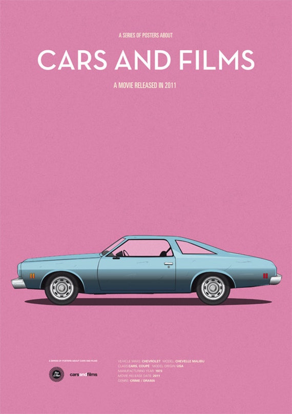 Cartel del coche de la película Drive, Cars And Films. Poster películas.  Arte para amantes de los coches. Decoración para el hogar