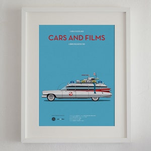 Cartel del coche de la película Cazafantasmas, Cars And Films. Poster películas. Arte para amantes de los coches. Decoración para el hogar