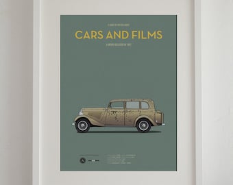 Bonnie And Clyde car movie poster, art print Cars And Films, Film Art for Car Lovers. Home decor. Wall Art print. Poster for car enthusiasts