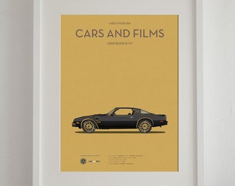 Smokey and the Bandit car movie poster, art print Cars And Films, Film Art for Car Lovers. Home decor. Wall Art print. Famous Cars poster