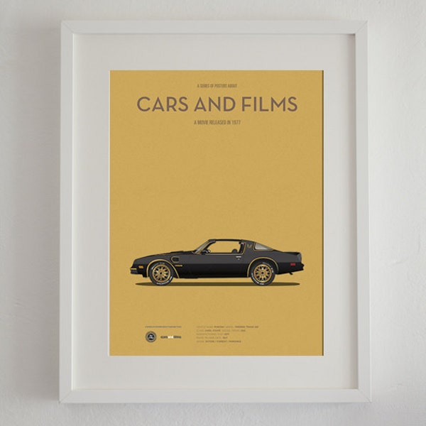 Filmautoplakat „Smokey und der Bandit“, „Cars And Films“. Filmplakate. Autokunst. Haus Dekoration