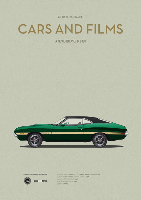 グラン トリノ映画の車のポスター、車と映画。映画のポスター