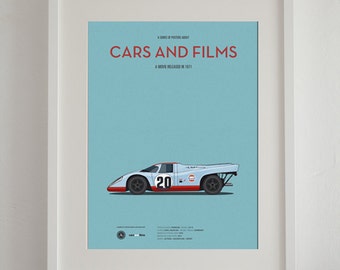 Le Mans car movie poster, art print Cars And Films, Film Art for Car Lovers. Home decor. Wall Art print. Iconic Cars poster. Retro poster