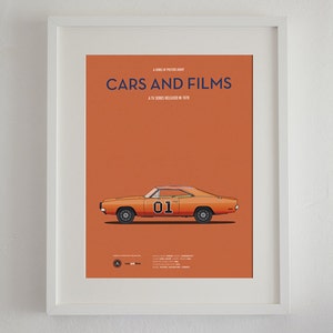 Poster des Autos aus der Serie Ein Duke kommt selten allein, Cars And Films. Filmplakate. Kunst für Autofans. Heimdekoration