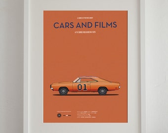 The Dukes of Hazzard tv series car poster, art print Cars And Films, Film Art for Car Lovers. Home decor. Wall Art print. Iconic Cars poster
