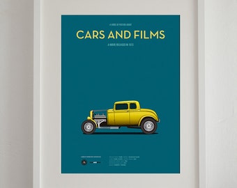 American Graffiti car poster, art print Cars And Films, Film Art for Car Lovers. Home decor. Wall Art print. Iconic Cars poster