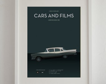 Psycho car movie poster, art print A3 Cars And Films, Film Art for Car Lovers. Home decor. Wall Art print. Iconic Cars poster. Famous cars