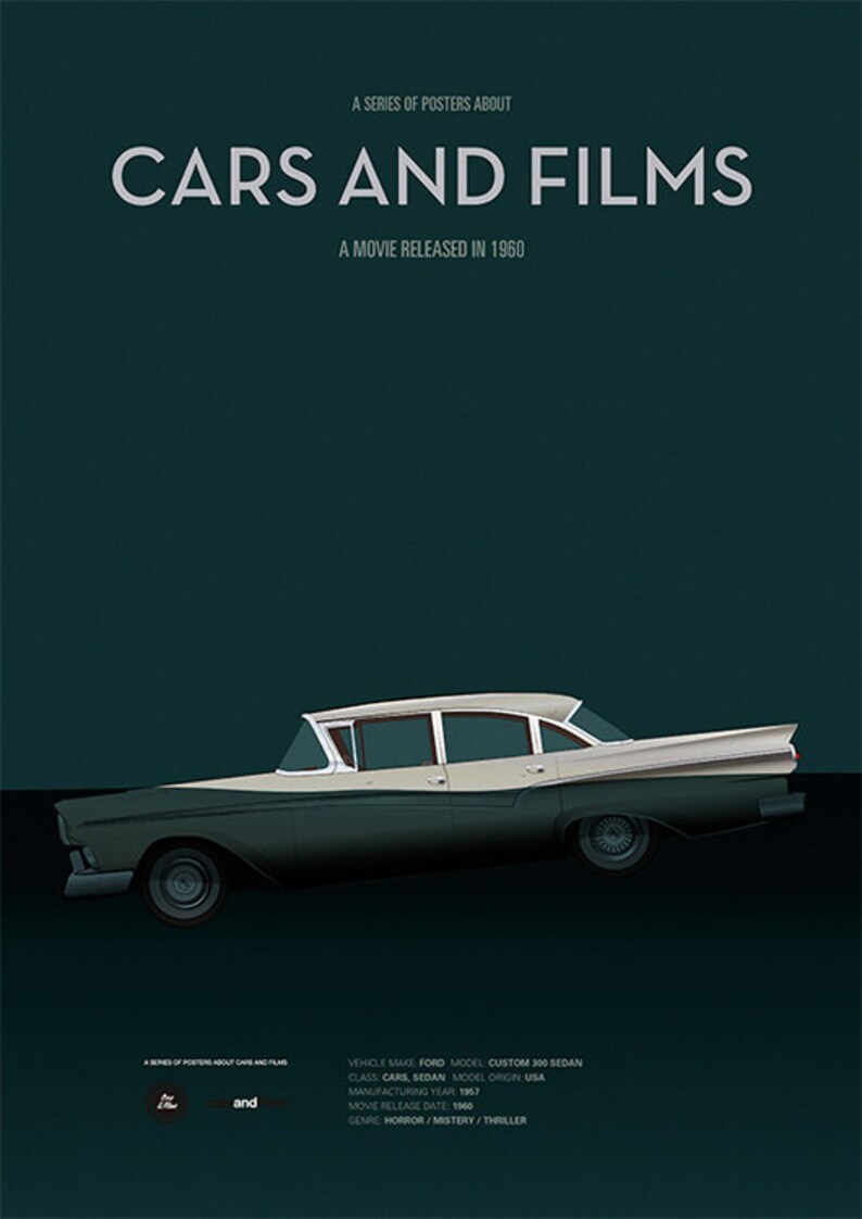 Psycho Car Movie Poster, Art Print A3 Cars and Films. Car Print
