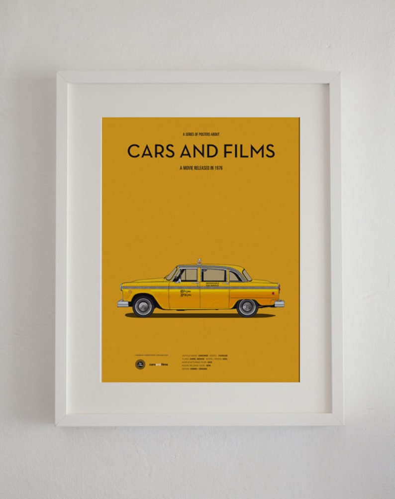 Taxi Driver Car Movie Poster, Art Print A3 Cars and Films, Home Decor