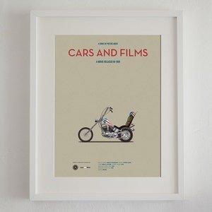 Cartel de la moto de la película Easy Rider, Cars And Films. Poster películas. Arte para amantes de los coches. Decoración para el hogar