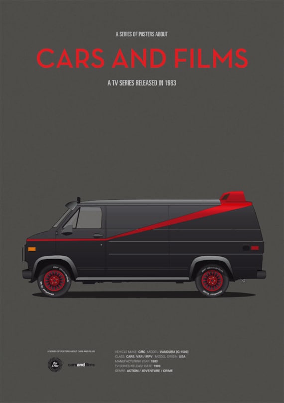 Cartel de la furgoneta de la serie TV El Equipo A, Cars And Films