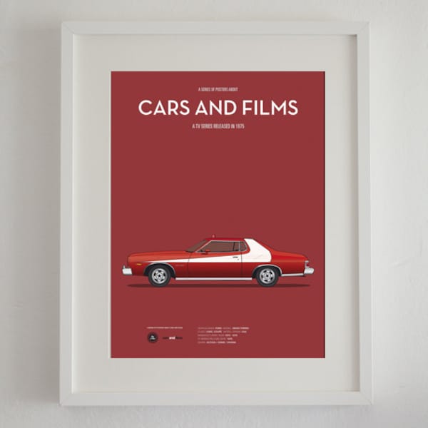 Autoplakat aus der TV-Serie Starsky And Hutch, Cars And Films. Filmplakate. Kunst für Autofans. Haus Dekoration