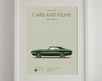 Gran Torino car movie poster, art print Cars And Films, Film Art for Car Lovers. Home decor. Wall Art print. Iconic Cars poster. Car print
