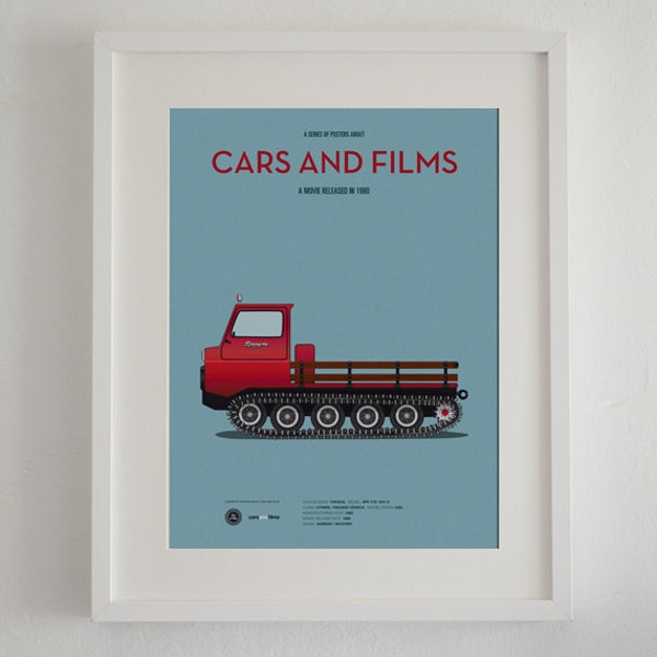 The Shining snowcat movie poster, art print Cars And Films, Film Art for Car Lovers. Home decor. Wall Art print. Iconic Cars poster