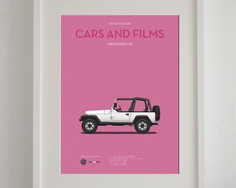 Clueless movie car poster, A3 art print Cars And Films, Gift for her. Home decor. Wall Art print. Iconic Cars poster. Car illustration