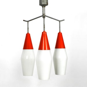 Large Mid Century Industrial metal and glass ceiling light by Josef Hurka for Napako