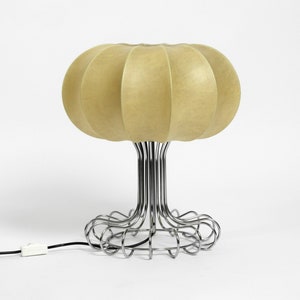 Very rare large 1960s cocoon table lamp with metal chrome frame in space age design